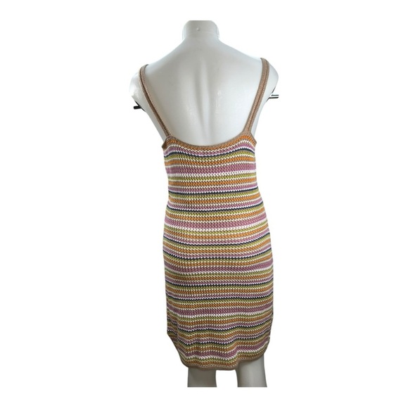 OLIVE + OAK Multicolor pastel Striped Knit spaghetti strap mini dress M - Picture 3 of 10